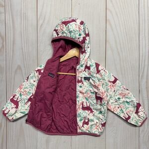 Patagonia Baby Girls Toddler 4T?? Reversible Puff-Ball Hooded Jacket Pink Deer